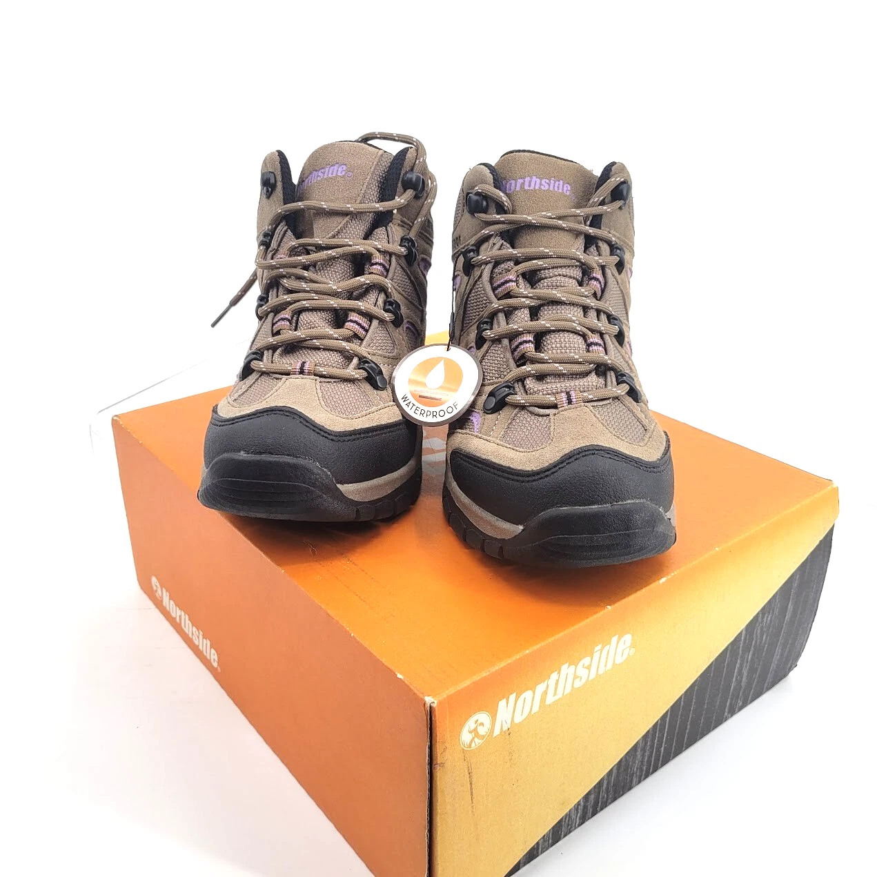 Northside Snohomish Wms Waterproof Hiking Boots Size 6 Tan/Periwinkle