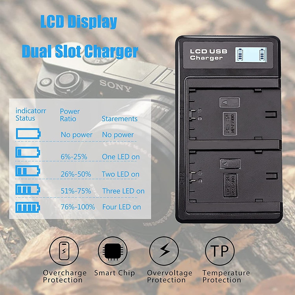Kit Batteria NP-FZ100 E Caricabatterie Per Sony Alpha - 2 Pack 2280mAh, Tipo-C, LCD, Compatibile A7III/A9 - Foto 8