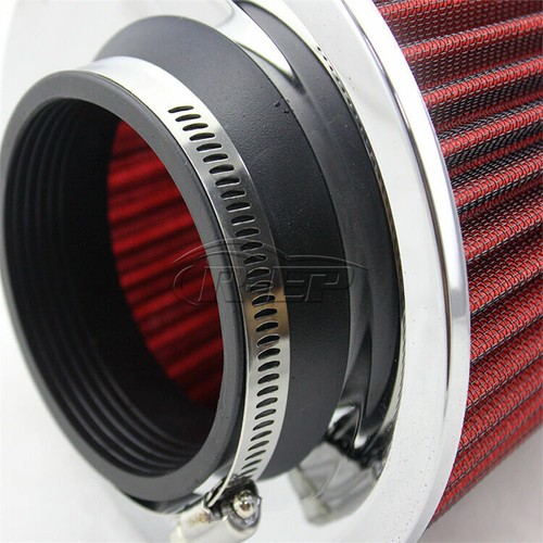 3" Inlet Auto Long Ram Cold Air Intake Filter Cone Filter Red Universal