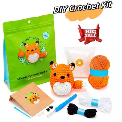 Beginner Crochet Kit with Crochet Hooks Yarn Set DIY Crochet Stuffed Animal Kits