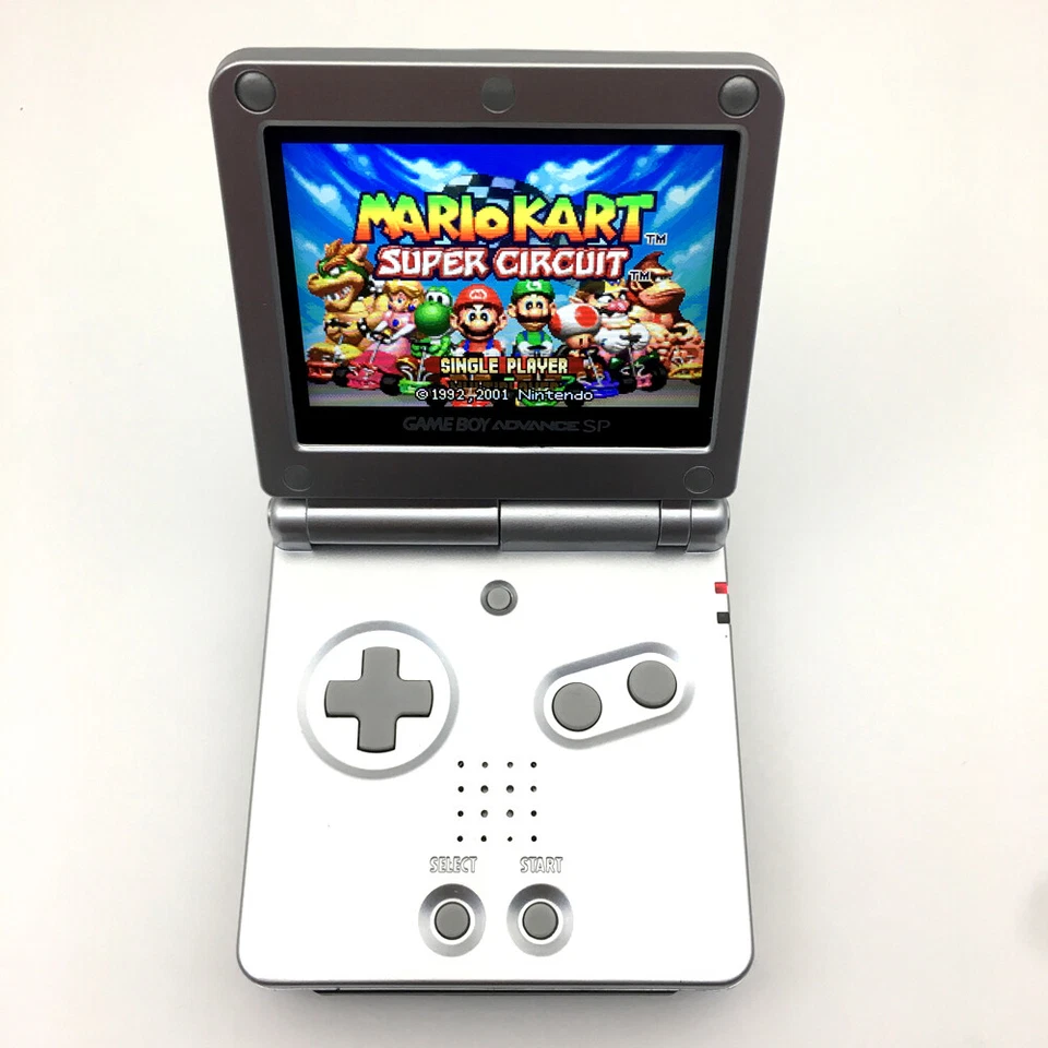 Silver MARIO 10 Level Backlit V2 IPS LCD Panel GameBoy Advance SP GBA SP Console - Image 2 of 4