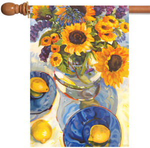 Toland Afternoon Sunflowers 28 x 40 Colorful Yellow Flower Lemon House Flag