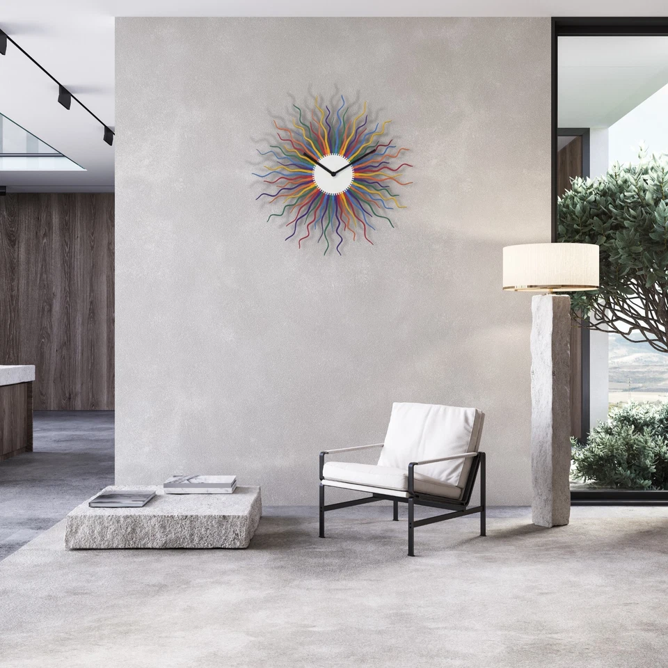 Organic multicolor wall clock with sunburst pattern by ardeola - Medusa rainbow - Image 3 of 4