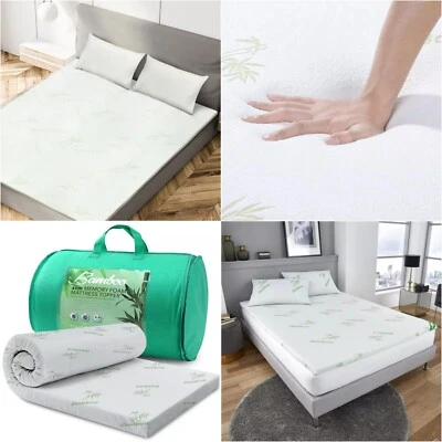 NIGHT ZONE Bamboo Memory Foam Mattress Topper 2cm or 4cm Ultra Soft Bed Mattress Toppers