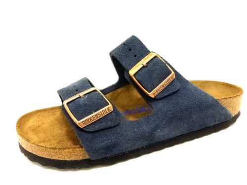 navy suede slides