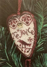 CHART PATTERN Redwork Heart Cross Stitch Sampler Ornament NEW Homespun Elegance