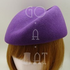VINTAGE Wool Felt Women Pillbox Hat Beret Groove Party Cloche  57cm  Purple