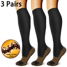 Sport Compression Socks Running Long Stockings Ankle Pairs 30-40 mmhg Knee High