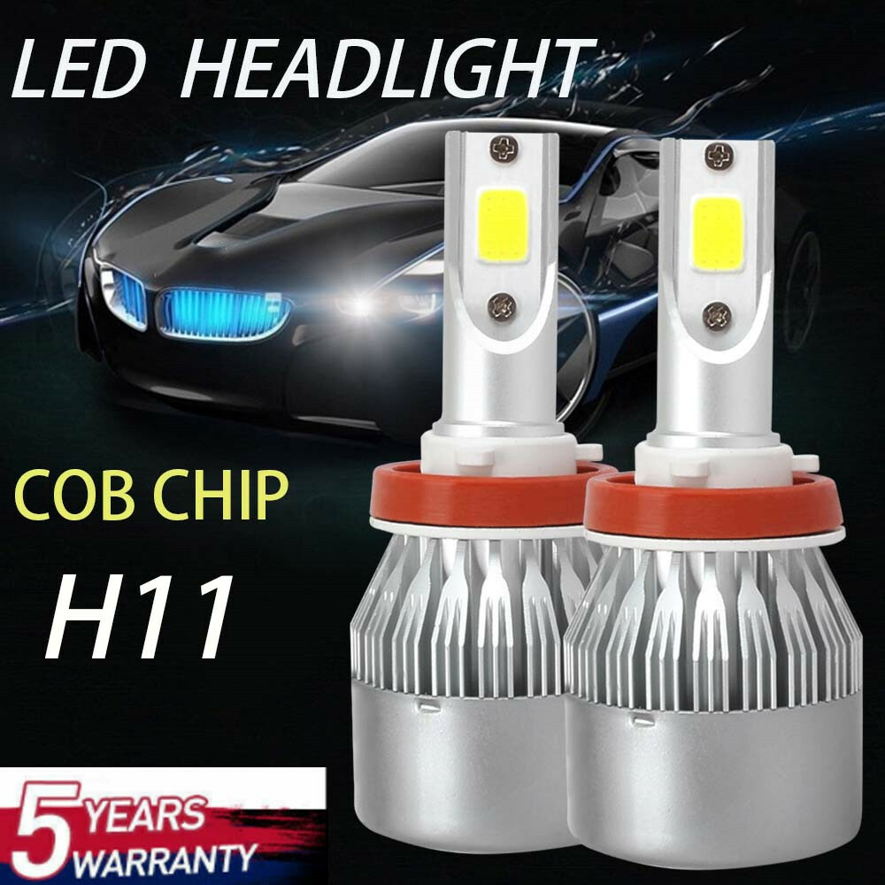 2PCS H11 LED Headlight Super Bright Bulb Kit 6000K White HIGH/LOW Beam Fog Light