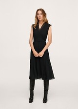 Mango - Black flowy chiffon tie belt dress - Size 6