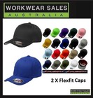Flexfit Perma Curve Cap x 2. Hat. Full Range Mens Womens Unisex 6277 Fitted.