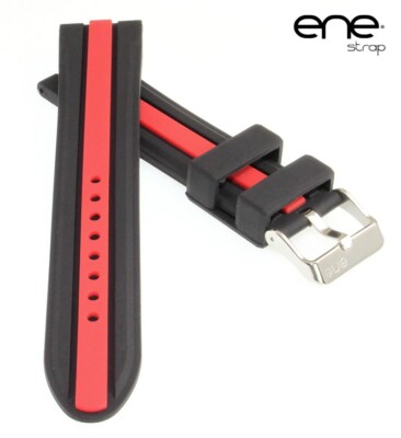 Premium ene strap Silikon Uhrenarmband Modell 105-Edition schwarz-rot 24 mm