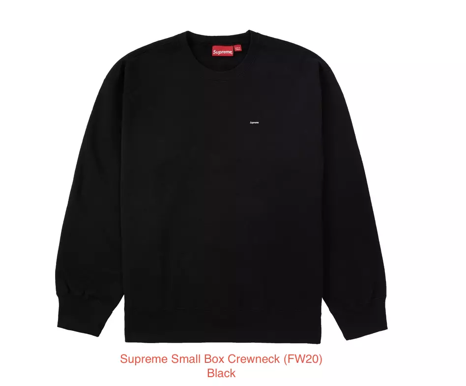 Supreme Small Box Crewneck (FW20) noir taille grande TOUT NEUF