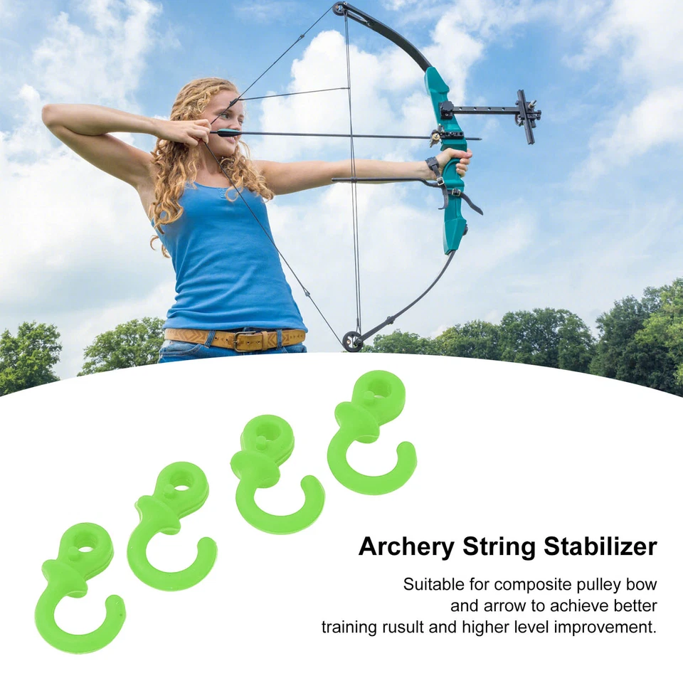 (Green)4Pcs Archery Bow String Silencers Monkey Tail Compound Bow String - Image 4 of 4