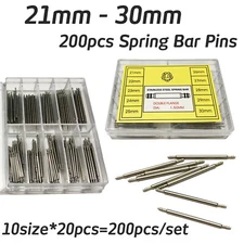 Long 200PCS Watch Band Parts Spring Pins Repair Tool Bar Pin 21mm-30mm Dia 1.5mm