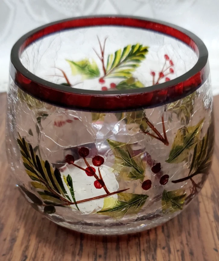 Yankee Candle Crackle Glass Votivo Invierno Bálsamo Tealight Candelabro Foto 2 de 4