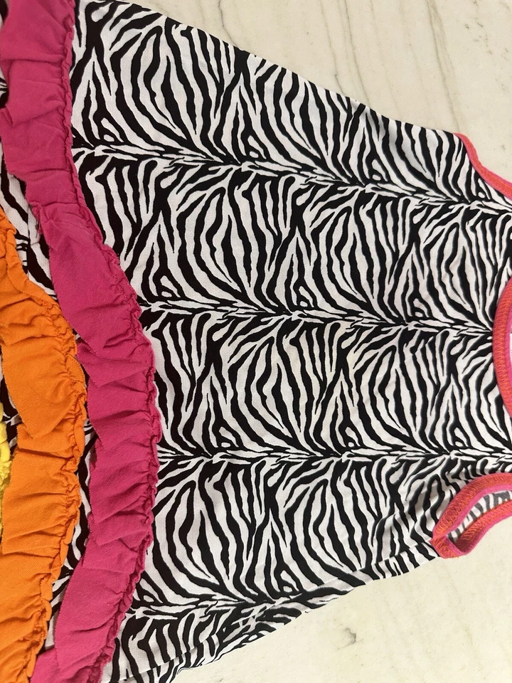 Boutique Peaches 'N Cream Girls Dress Size 2T Zebra Print w Multicolor Ruffles - Image 3 of 4
