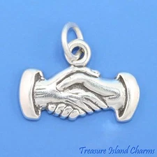 Handshake Hands Shaking Friends Friendship 925 Sterling Silver Charm Hand Shake