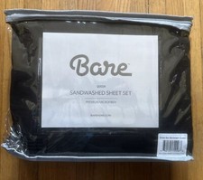 Bare Home Sand Washed Microfiber Black Deep Pocket Queen Sheet Set Premium NEW