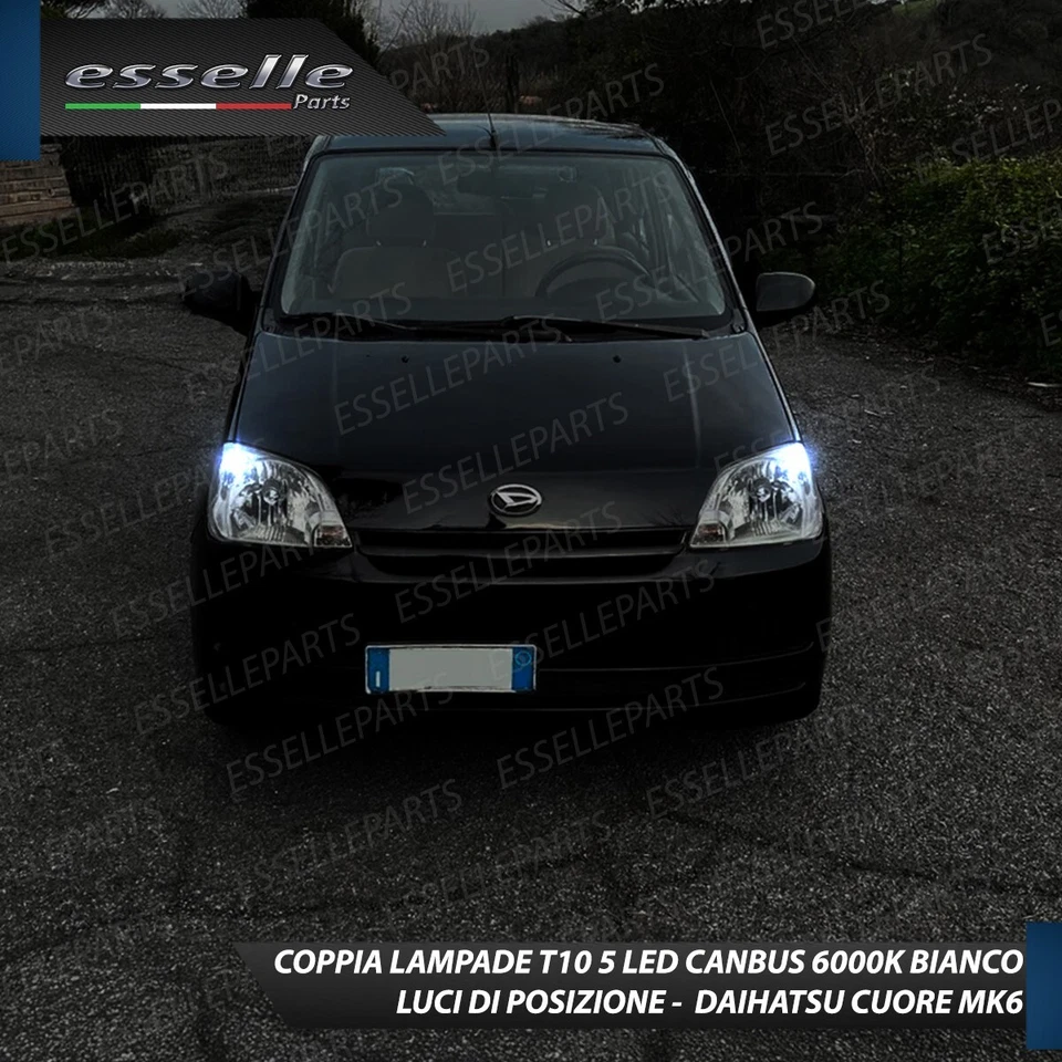 COPPIA LUCI POSIZIONE 5 LED DAIHATSU CUORE MK6 T10 W5W CANBUS NO ERROR - Immagine 3 di 3