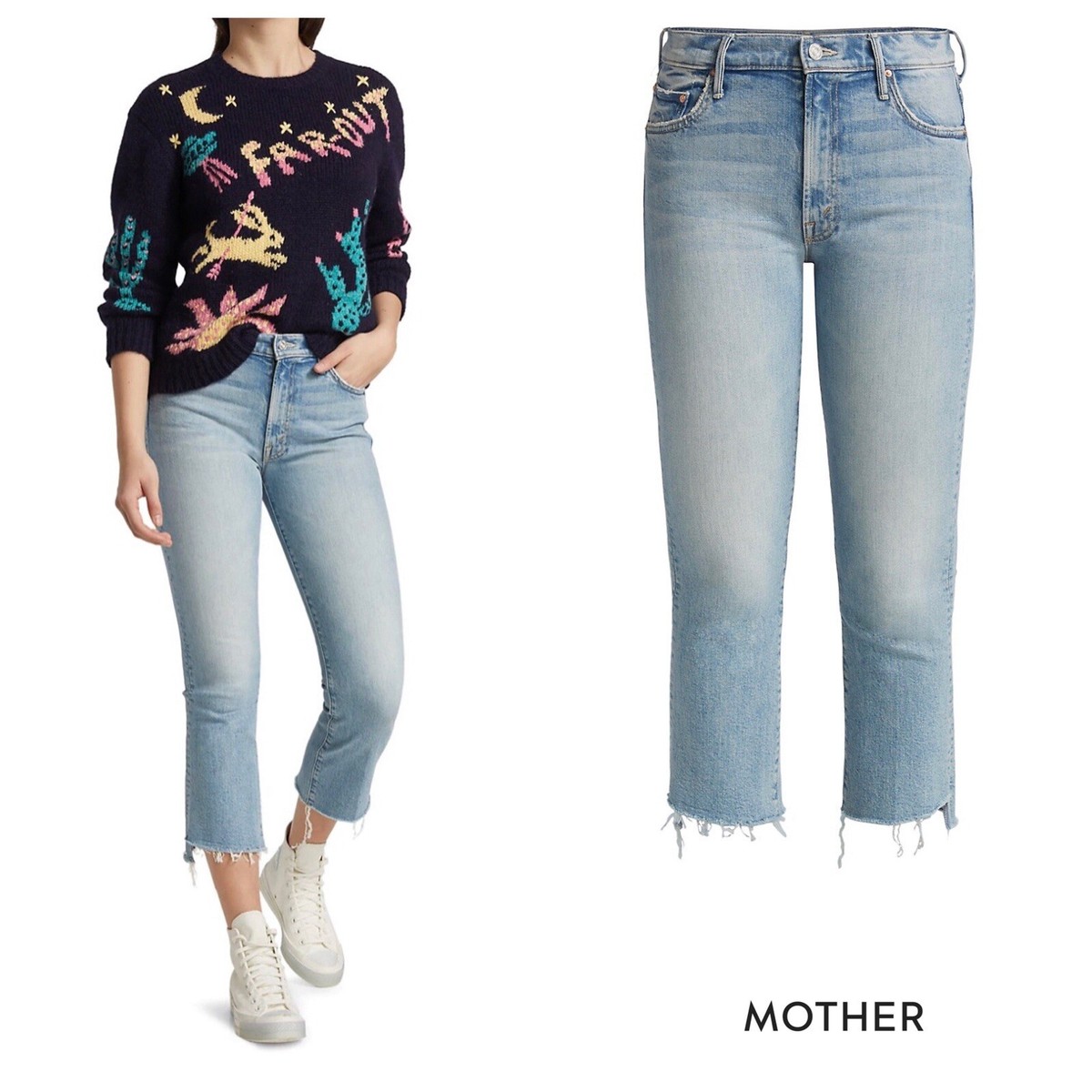MOTHER SUPERIOR I Confess The Insider Crop Step Fray Jeans, Sz 32  