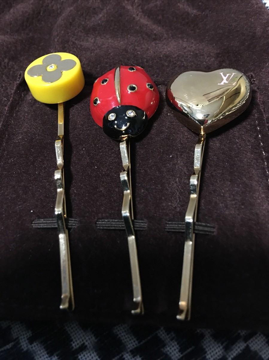 LOUIS VUITTON Monogram Vintage Hair Pin Ladybug Set of 3 Icon