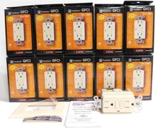 [10 Pack] 15 Amp GFCI Outlet, Tamper-Resistant(TR) GFI UL Listed ALMOND & Covers