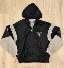 Vintage 90s Starter Oakland Raiders 1/4 Zip Hooded Pullover Windbreaker Jacket L