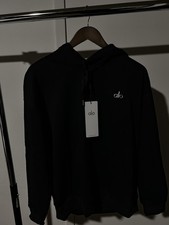 ALO Black Pullover Hoodie Women's Long Sleeve Crew Neck Logo Accent