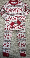 Hanna Andersson Reindeer Fair Isle Christmas Pajamas Size 130 US 8 Yr Cotton