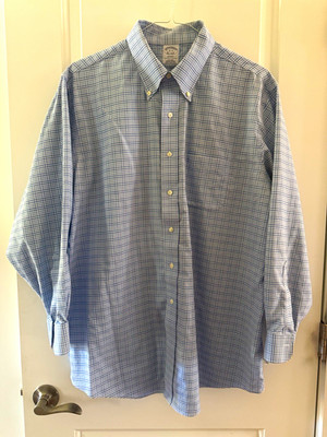 Brooks Brothers Regent Non-Iron Cotton Blue/White Check Shirt 2XL 18-34