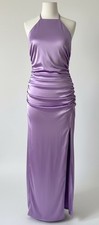 Y2K Women’s Satin Metallic Slip Dress Lavender Size S/M Long Slit Thin Straps