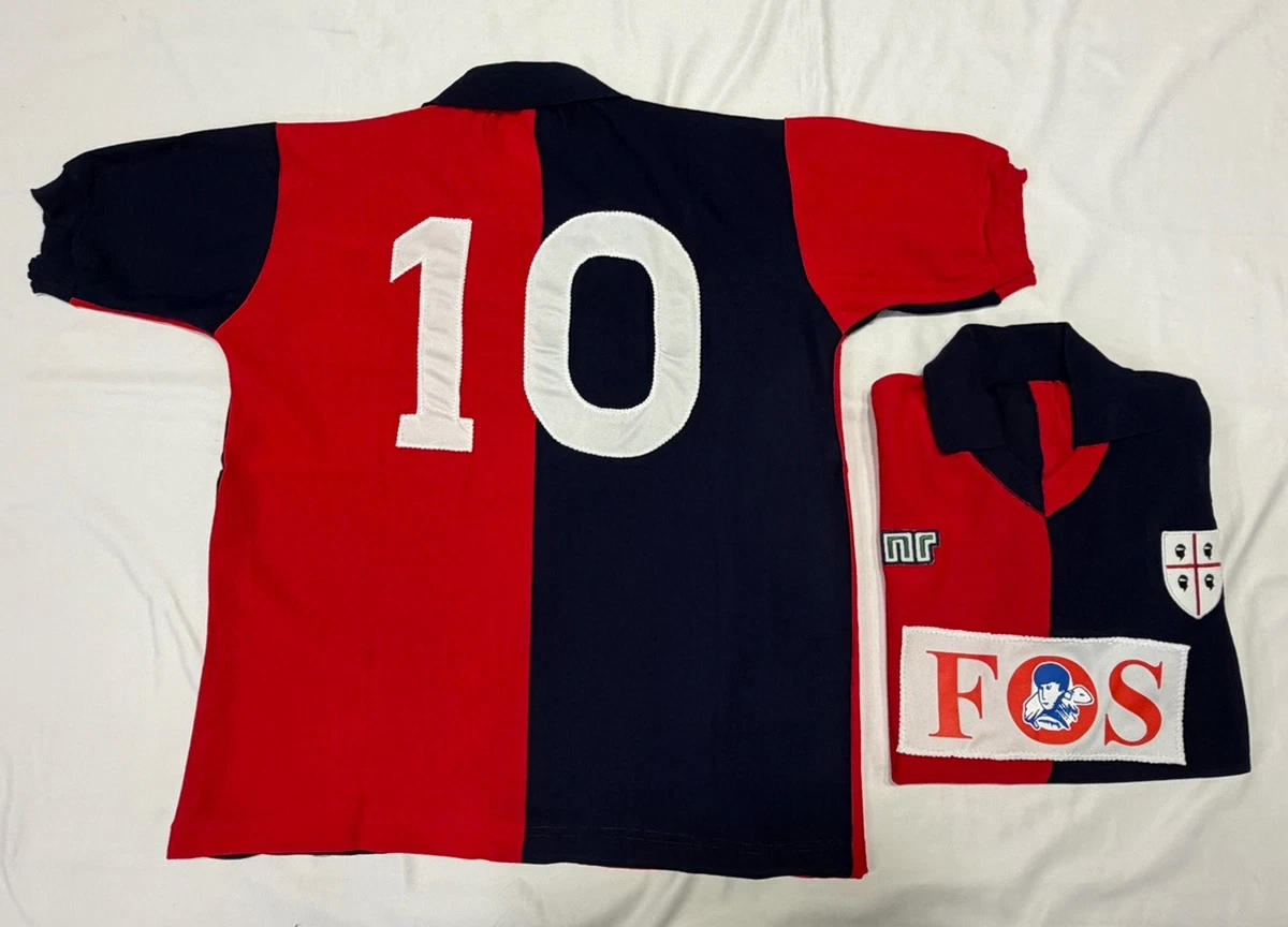 MAGLIA SHIRT VINTAGE '70 FOOTBALL CALCIO ROSSO BLU LANETTA MOD