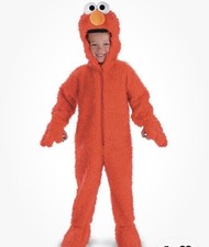 Sesame Street Toddler Size 2T Plush Red Elmo Costume Faux Fur Hooded Jumpsuit