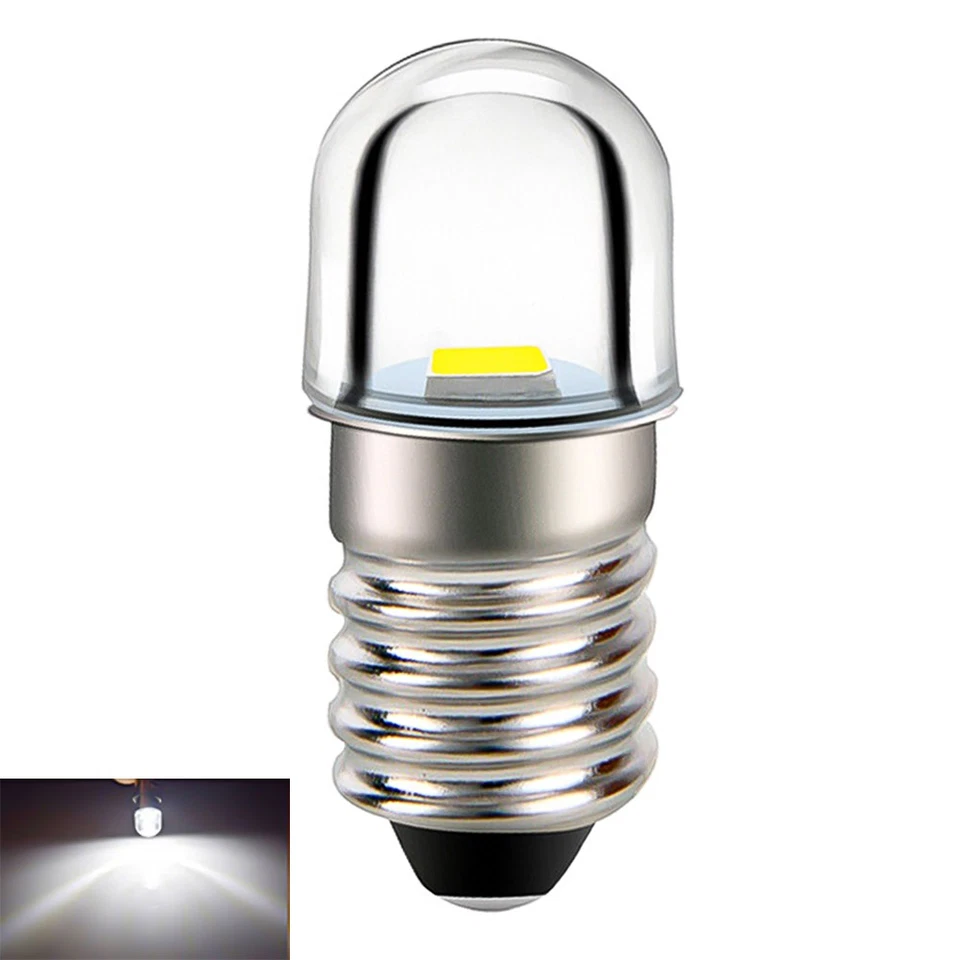 E10 LED Tornillo 3V/4.5V/6V/12V/18V Linterna LED Miniatura Bombilla Blanco Cálido/Blanco - Imagen 4 de 4