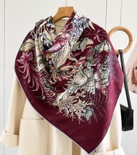 70 cashmere 30 silk Underwater World double side printed square Wrap shawl 53"