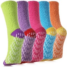 Non Slip Fuzzy Socks with Grips for Women Hospital Slipper Socks Warm Soft