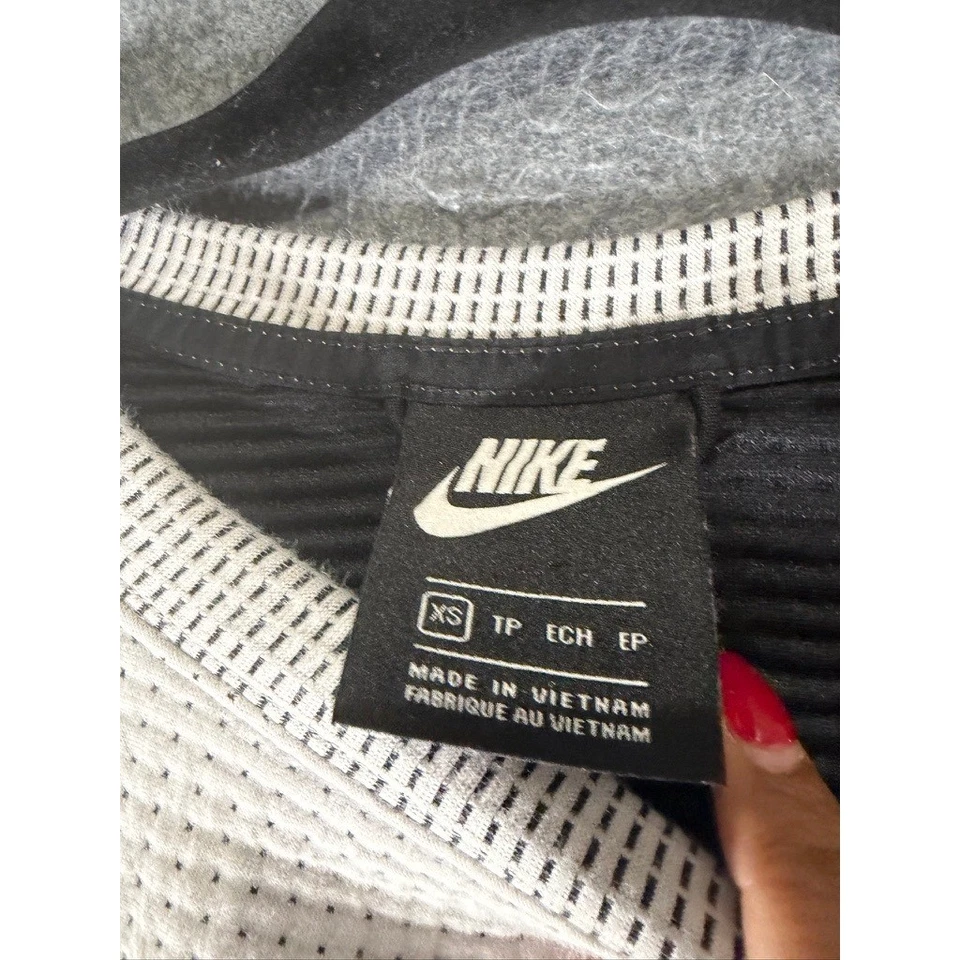 Sudadera corta tejida gofre Nike para mujer XS gris manga larga pulóver top Foto 2 de 4