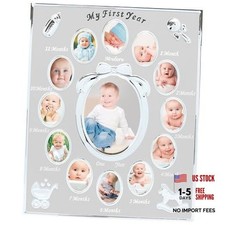 Baby  s My First Year Picture Frame, Monthly Milestone Photo Silver Frame
