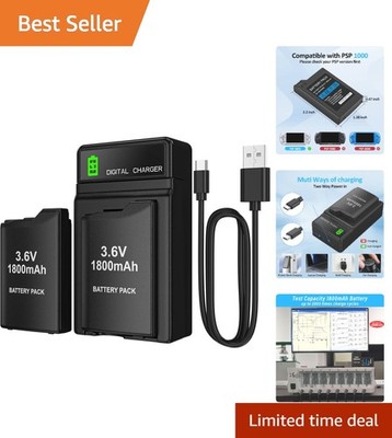Rechargeable PSP Battery Set with 1800mAh Power and LED Charging Station