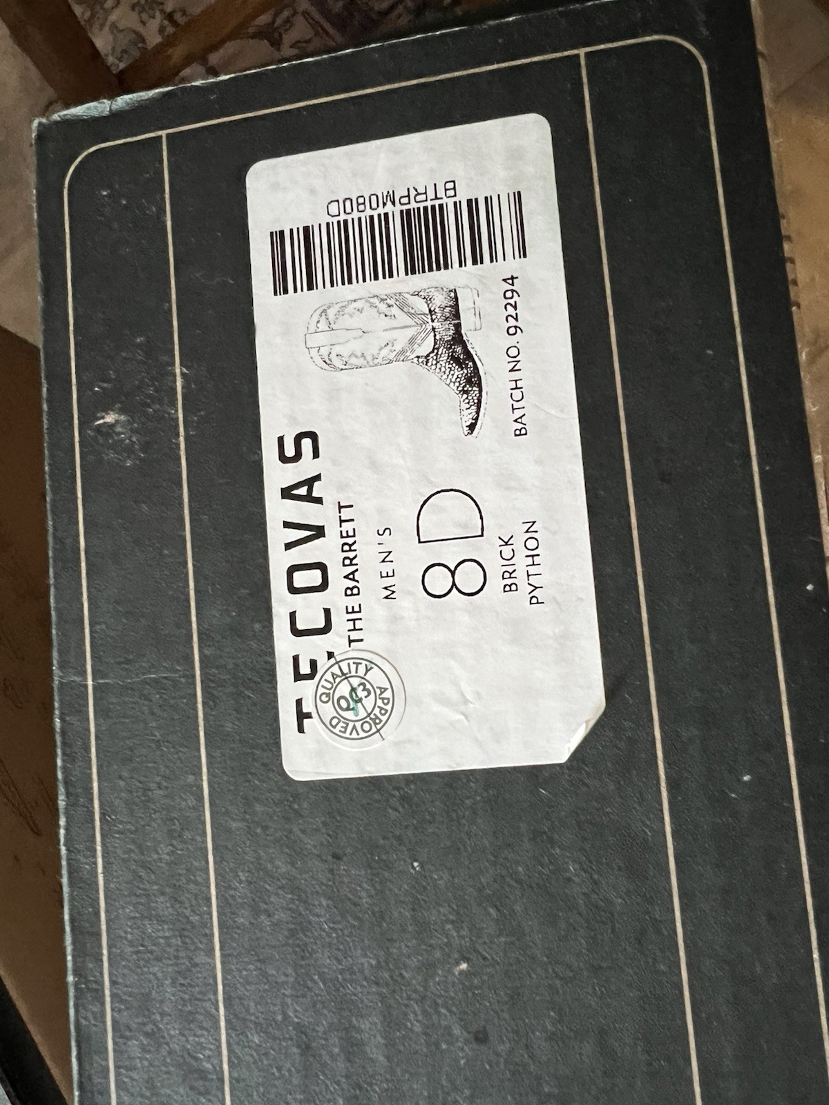 Tecovas The Barrett Brick Python Size 8D Limited … - image 8