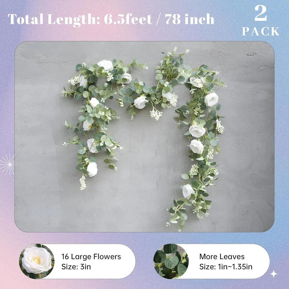 Versátil Guirnalda de eucalipto artificial de 13 pies - Imprescindible decoración de bodas y hogares Foto 4 de 4