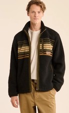 210 Pendleton Tahuya Berber Fleece Canvas zip jacket Black Striped Men XL