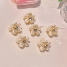 Plastic Rhinestone Flower Hair Clips for Bangs Side Strands Secure All Day Wear