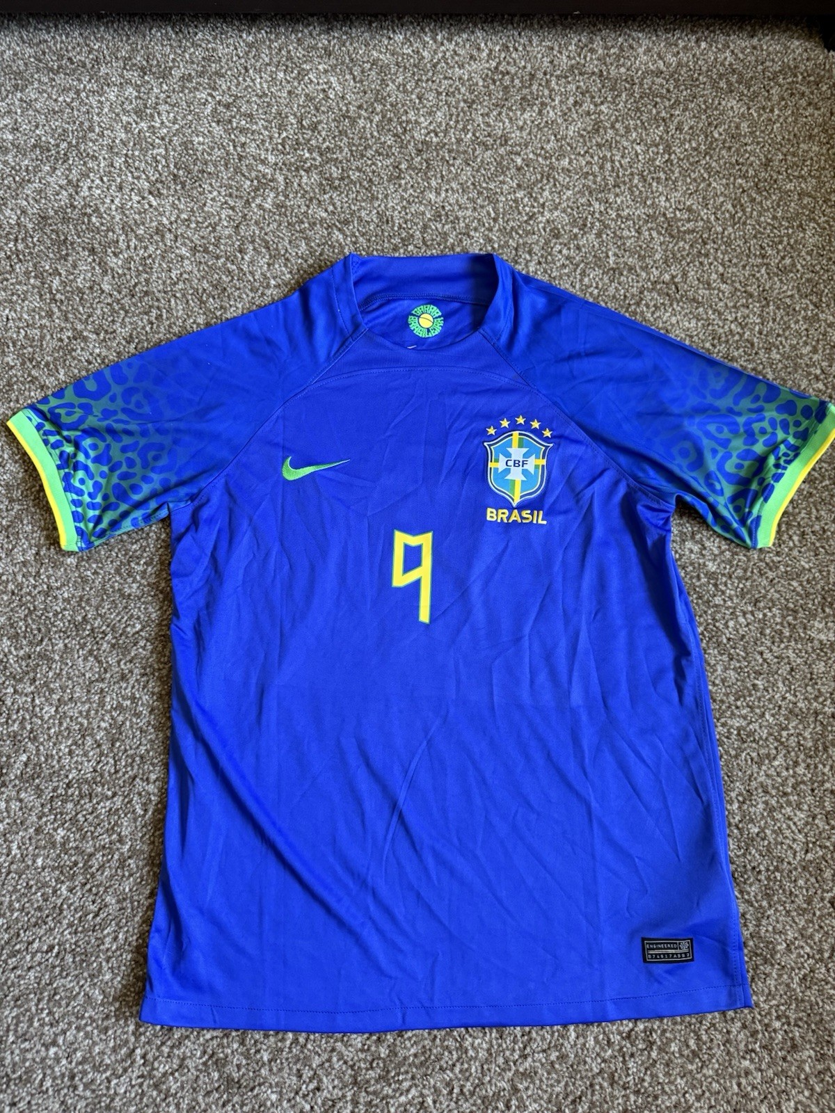 Nike Custom Brazil Football Soccer Jersey Men's Size XL Blue NWT #9 Neymar