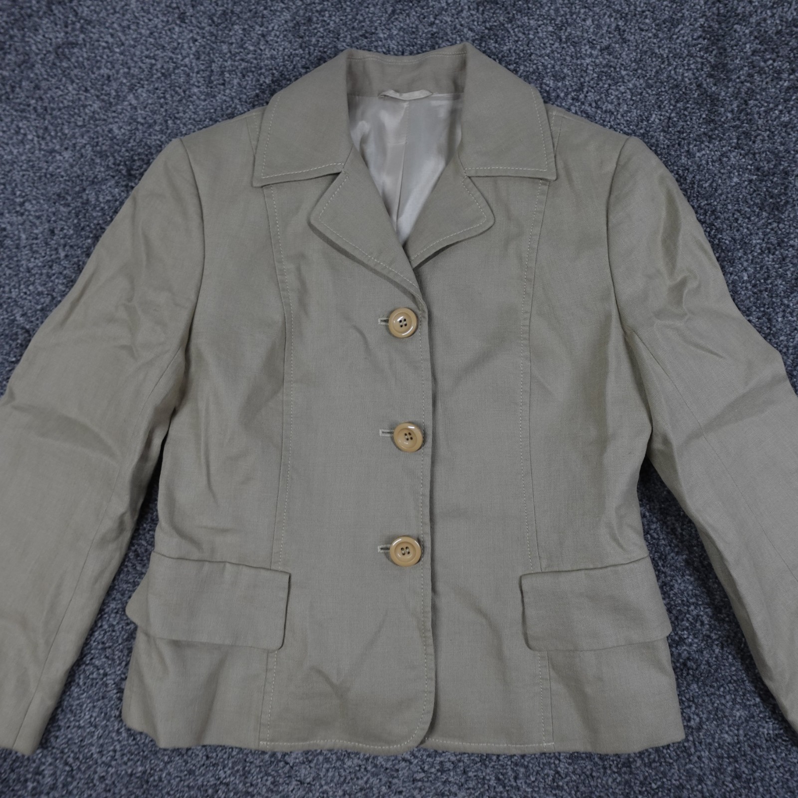 Hobbs Linen Blazer Jacket Khaki Size 10 Women's Work Office Smart