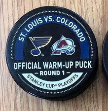 St. Louis Blues vs Colorado Avalanche Used Warmup Puck 2021 Playoffs