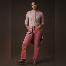 Anthropologie The Yaya Mid-Rise Corduroy Crop Flare Jeans by Pilcro