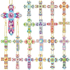 20 Pcs Easter Diamond Painting Keychains Cross Diamond Art Keychains Kits for...