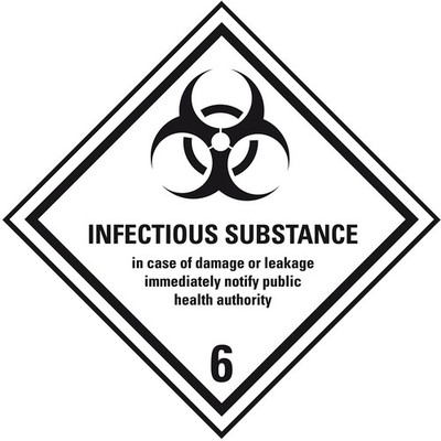 Verpackungsken. Klasse 6.2 Infectious Sub. Folie 10x10cm IMDG-Code IATA